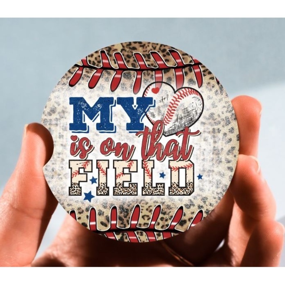 Set of 2 Car Coasters, My Heart‎ Is On That Field Coaster, Neoprene Car Coaster
